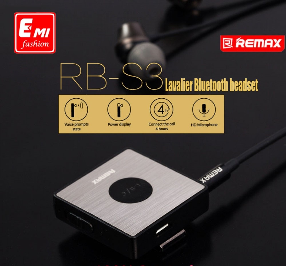 REMAX RB S3 - WIRELESS BLUETOOTH HEADSET WITH EARPHONES - clicktoobuy