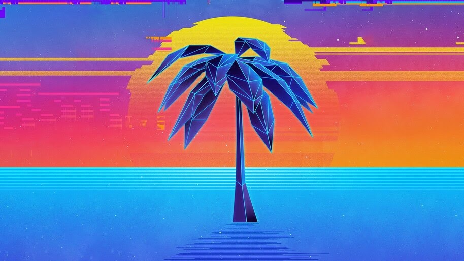 Sunset, Palm, Tree, Digital Art, 4K, #4.2025