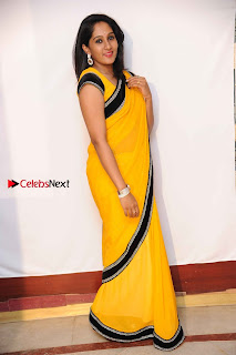 Kannada Tamil SunTV Vani Rani Actress Nikhila Stills in Yellow Saree at Srinivasa kalyana Film Audio Release Press Meet  0011