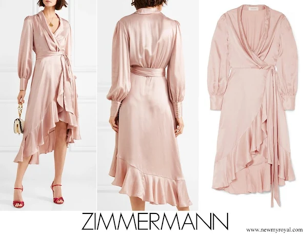 Princess Madeleine wore ZIMMERMANN Ruffled washed silk wrap dress