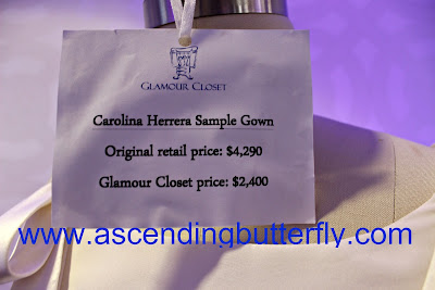 Carolina Herrera Sample Gown from Glamour Closet Designer Wedding Dresses at the Wedding Salon Bridal Tradeshow/Expo, New York City, Sticker, Price Tag