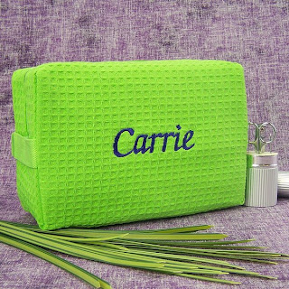 Personalized Lime Green Quilted Cosmetic Bag
