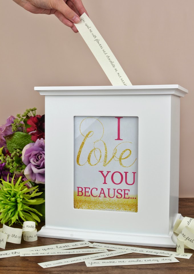 Creative Uses for Your Wedding Card Box - I Love You Because Love Note Box with Free Printable