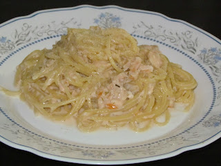 Spaghete cu somon in sos alb / Salmon Spaghetti With White Sauce