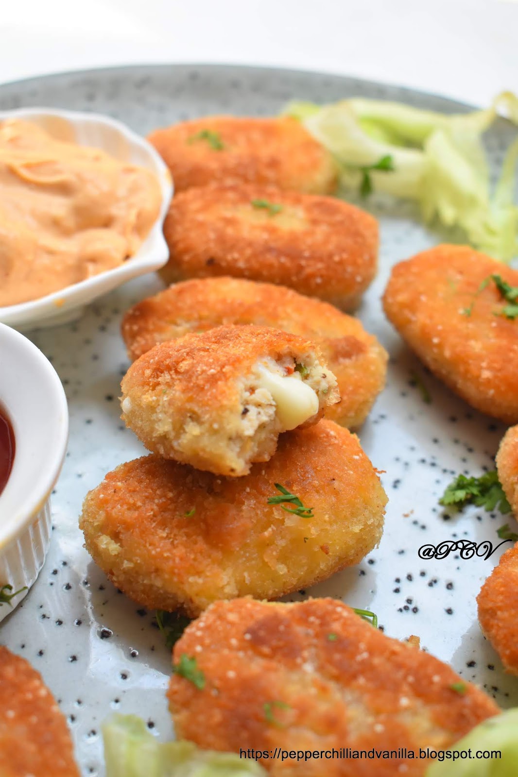 Chicken Cheese Nuggets /Homemade Chicken Cheese Nuggets Recipe Pepper