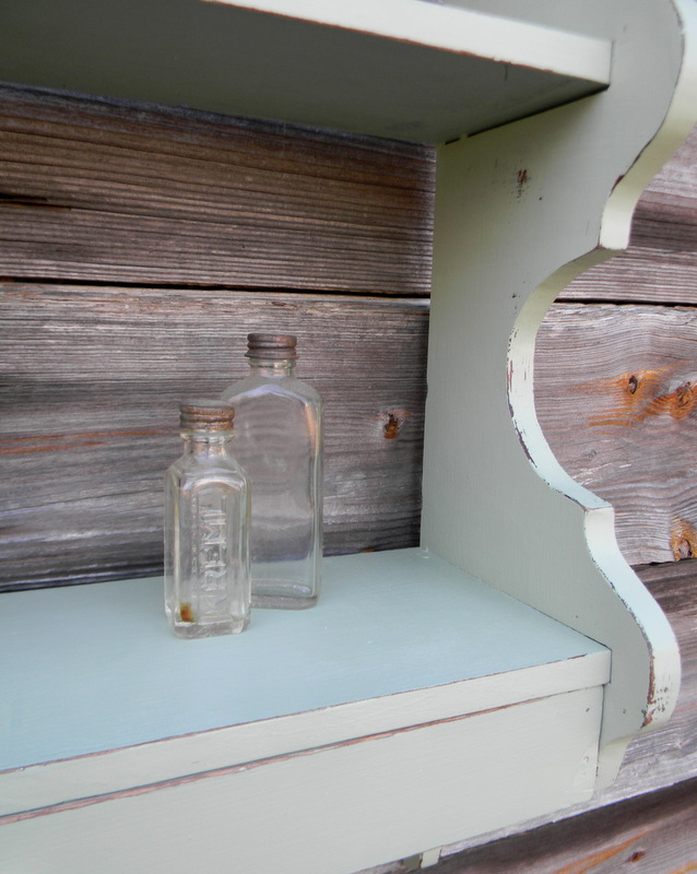 Happily Ever After Chalk Painted Green Wall Shelf