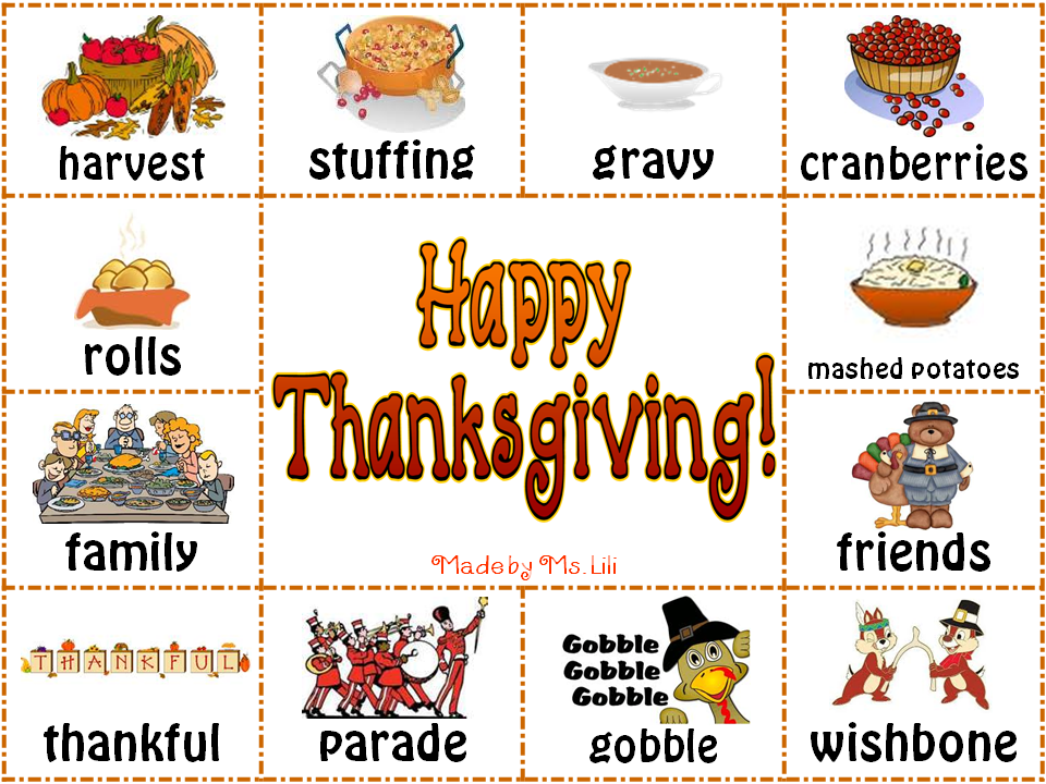 It's Always a Picnic in 4th. Grade: Thanksgiving Words