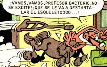 mortadelo de centauro riendose del bacterio 