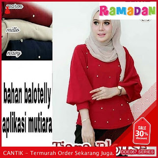 DDE067S80 Salma Tunik Muslim Polos Lebaran Kancing 2019 Tali BMGShop