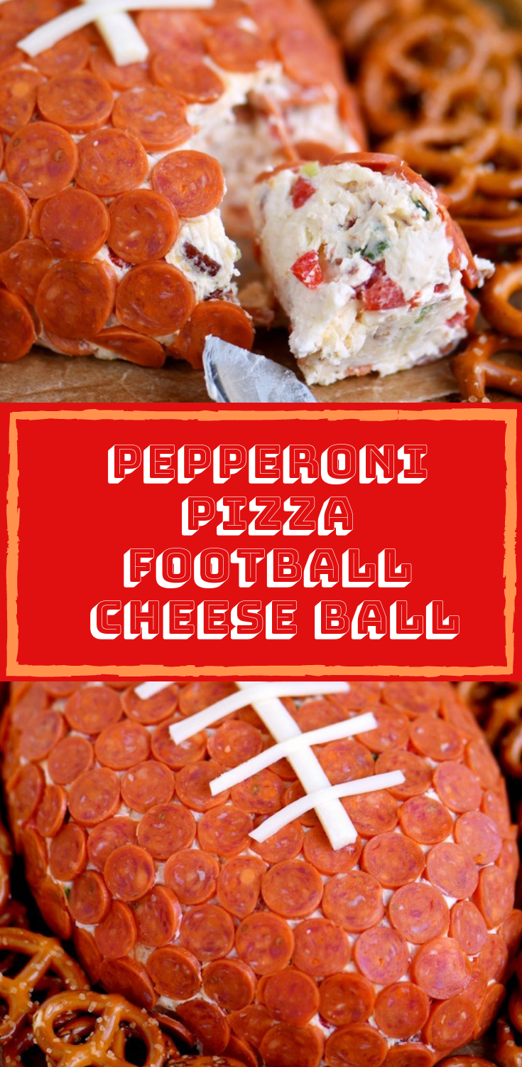 Pepperoni Pizza Football Cheese Ball