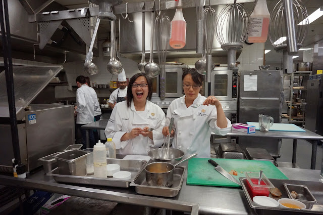 tasting our food in the kitchens of the Fairmont Hotel 