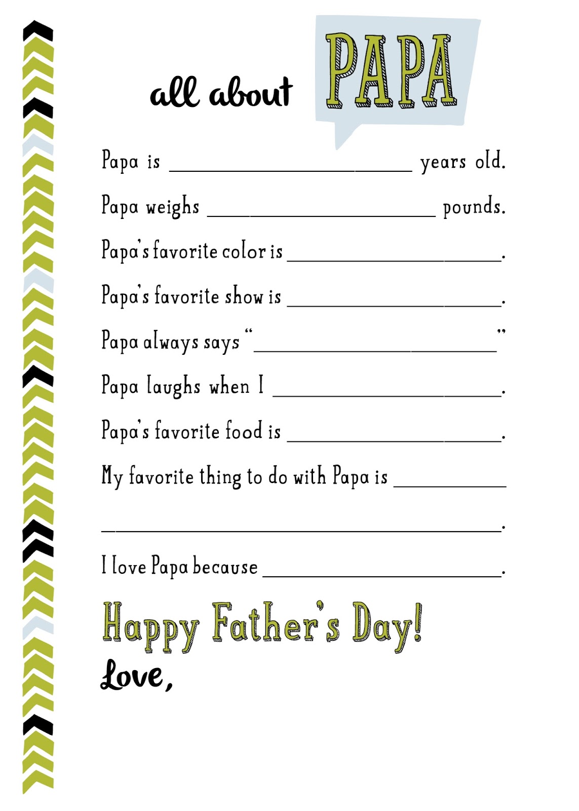 river & bridge: all about dad // free printable