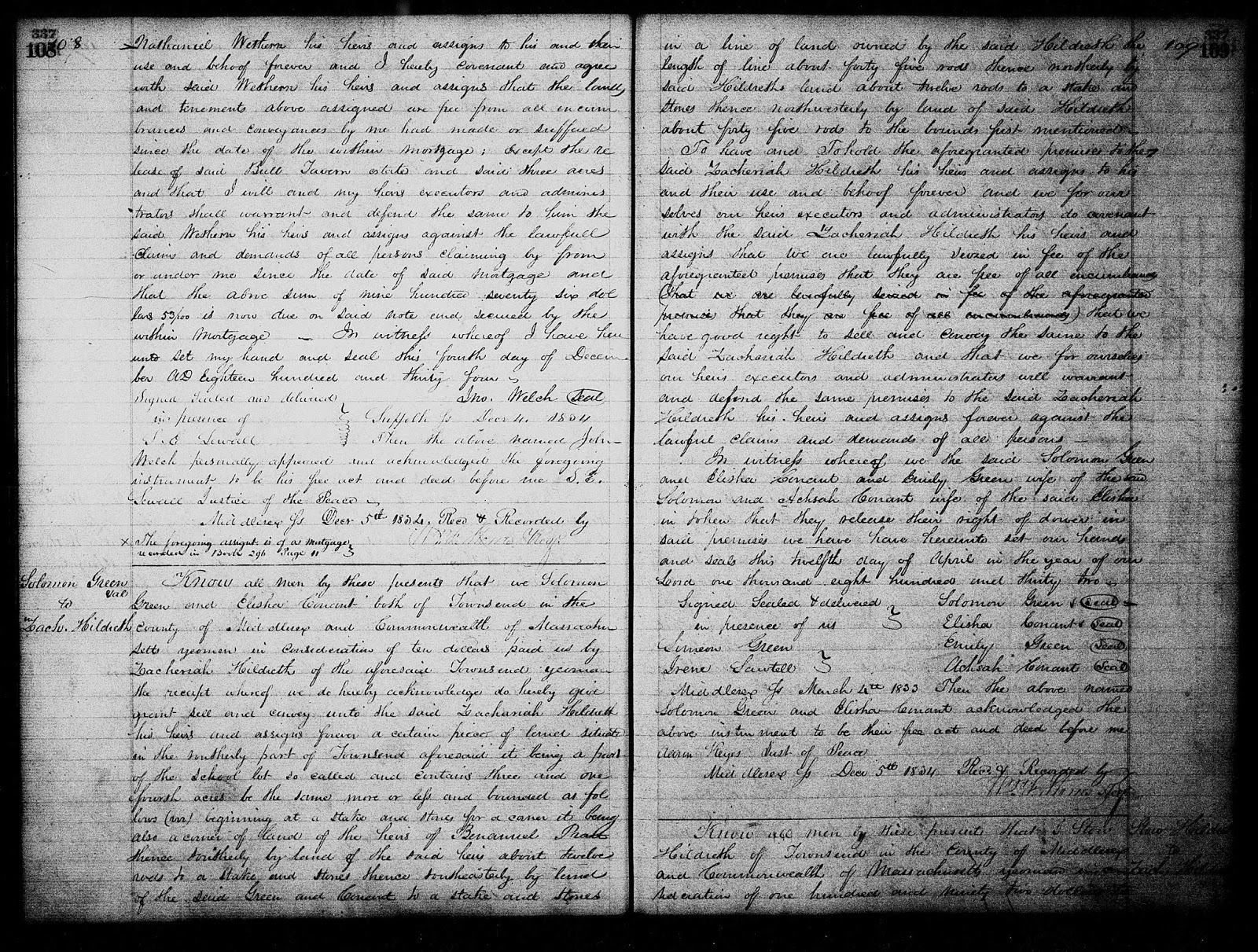 GeneaMusings Amanuensis Monday 1832 Deed of Solomon Green et al to