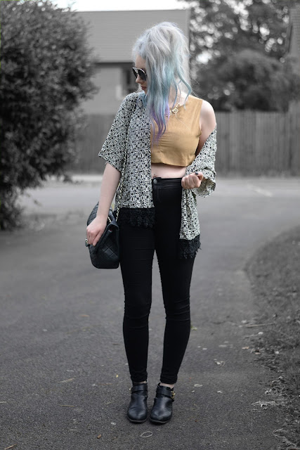 Sammi Jackson - Choies Aztec Kimono + Luxemme Faux Suede Crop