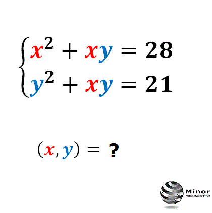 Rozwiąż układ równań:  {x² + xy = 28  i {y² + xy = 21