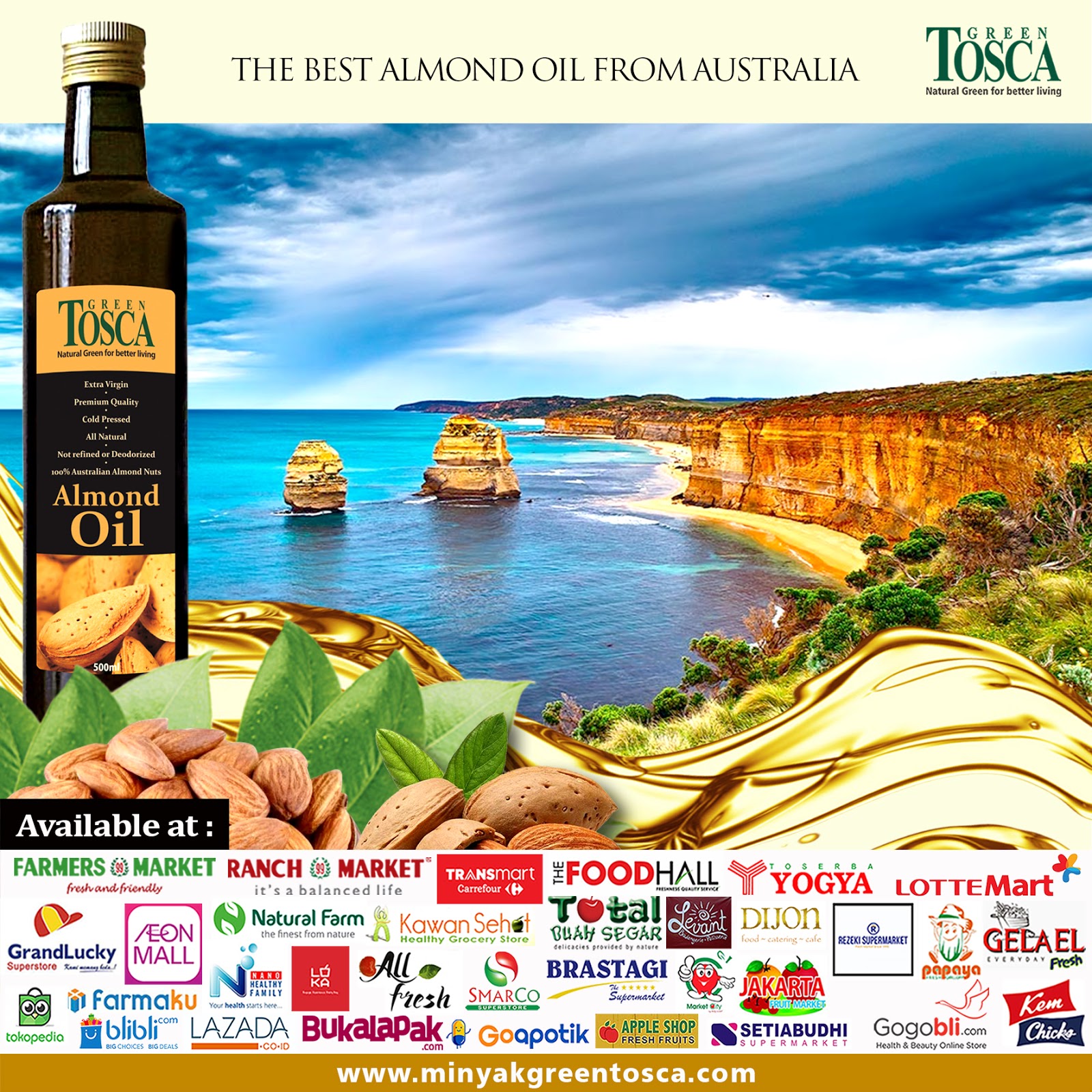 Green Tosca Almond Oil (Minyak Almond) Minyak Green Tosca