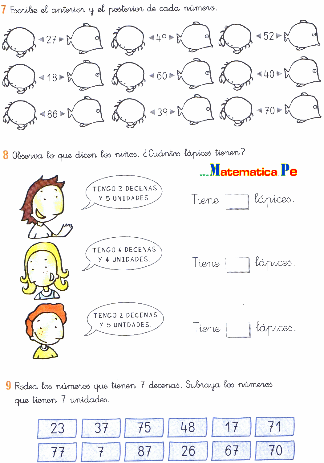 100 EJERCICIOS DE MATEMÁTICAS DE PRIMERO DE PRIMARIA CON SOLUCIONES EN