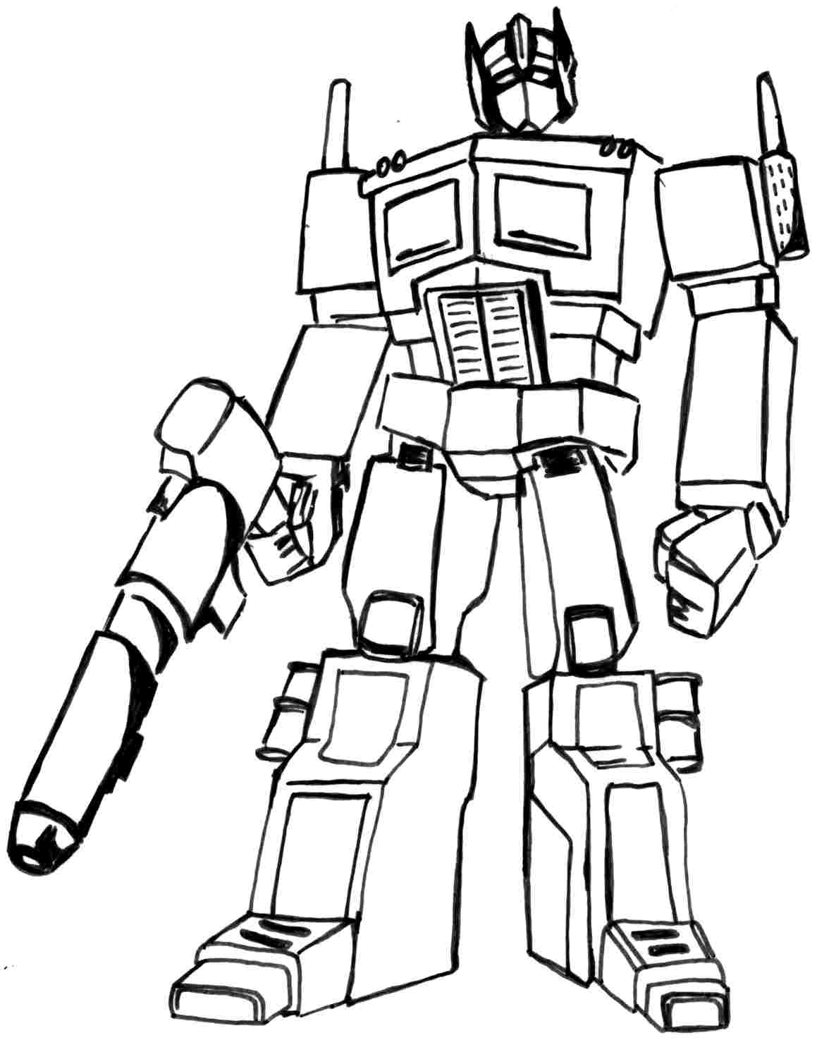  Sketsa  Gambar  Mewarnai Hitam Putih Robot Transformers  