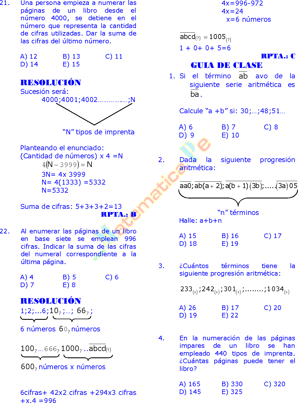 Conteo De Numeros Y De Cifras Ejercicios Resueltos De Aritmetica