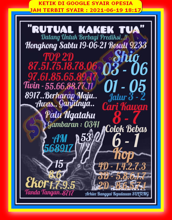 Syair Hk Malam Ini Sabtu 19 Juni 2021 Opesia Official