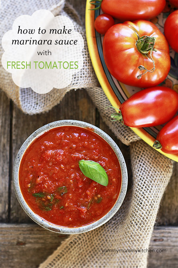 Fresh tomato sauce recipe This delicious marinara pasta sauce is easy to make with fresh garden tomatoes.