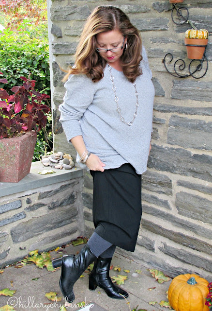Maxi Skirt and Tunic Styled with Booties and Silver Jewelry 