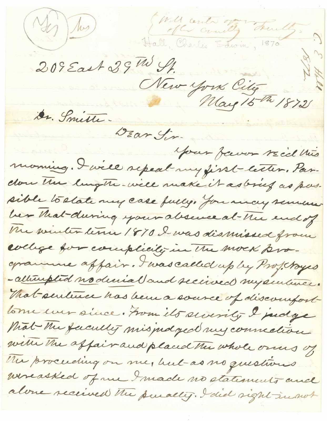 A page from a handwritten letter.