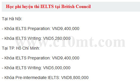 Học phí luyện thi IELTS tại British Council