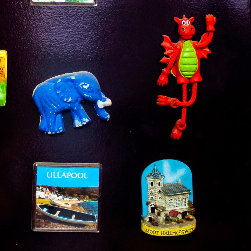 I am very possessive of my magnets and even my 9-year-old nephew, who is the apple of my eye, doesn't remove them from the fridge. In fact, he has also taken on the role of the protector of my magnets now. He has now started adding magnets to my collection. The blue elephant above was made by him.