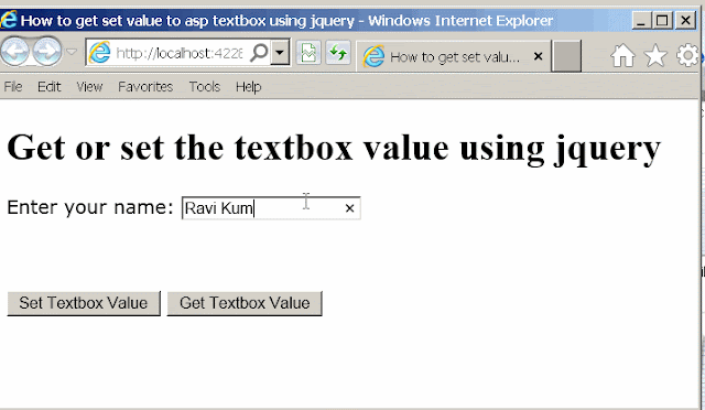how to get and set textbox value in jquery,how to get or set value of textbox using jquery,how to set value in textbox through jquery
