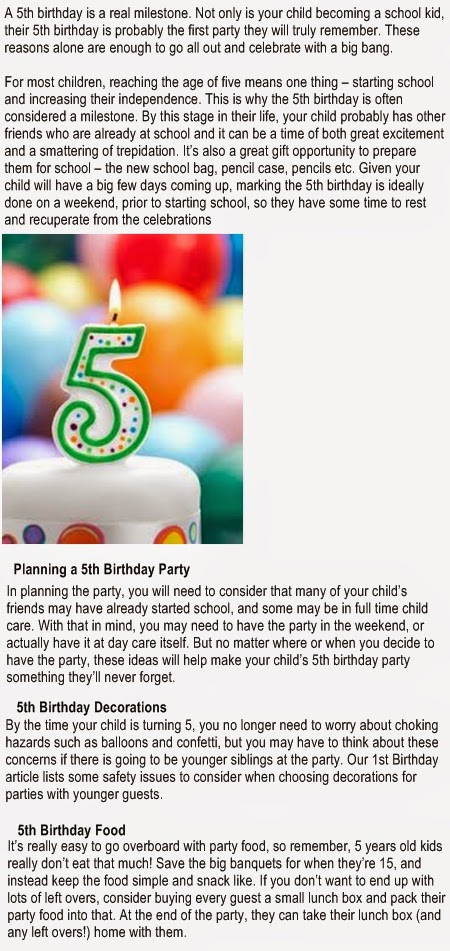 5th birthday party ideas