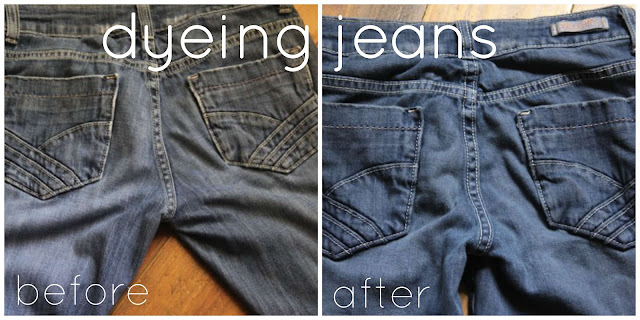updating faded jeans with dye {before and after} - Biblical Homemaking