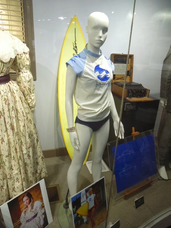 Kate Bosworth's costume and surfboard from Blue Crush on display
