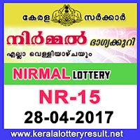 kerala lottery result 28-04-2017 NIRMAL Lottery NR-15 Rsults