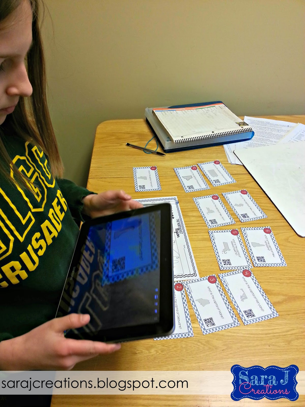 Learning the states and capitals by region can be so much fun by using task cards with QR codes!