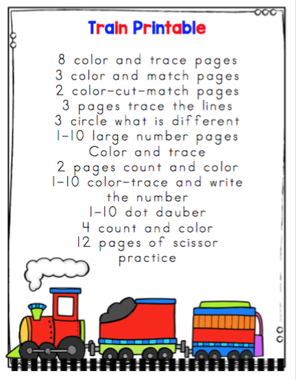 Train Printable ~ Preschool Printables