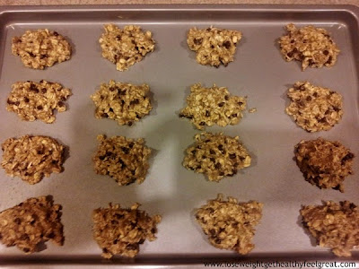 44 to 50 calorie Skinny Cookies with oatmeal, chocolate chips
