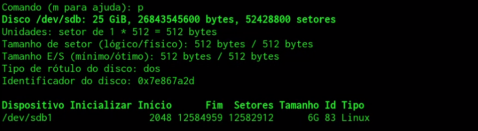 Operando o fdisk