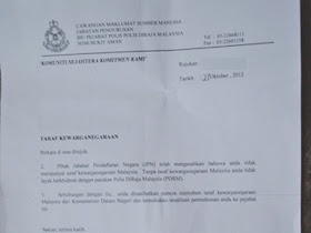 Surat yang dikeluarkan oleh Bukit Aman