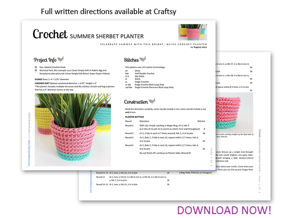 Pattern: Summer Sherbet Crochet Planter | The Inspired Wren