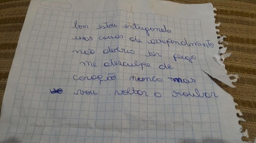 Brasil: Ladrão arrependido devolve objetos furtados junto com bilhete