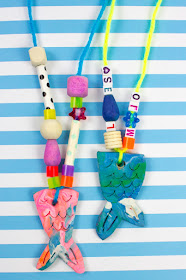 how to make clay mermaid tail necklace craft with kids- fun DiY jewelry gift idea