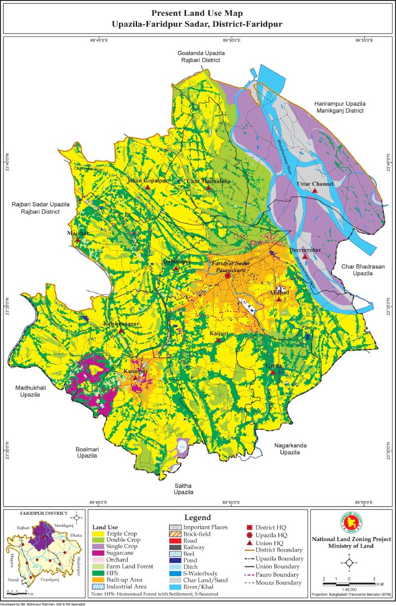 Faridpur Sadar Upazila Mouza Map Faridpur District Bangladesh