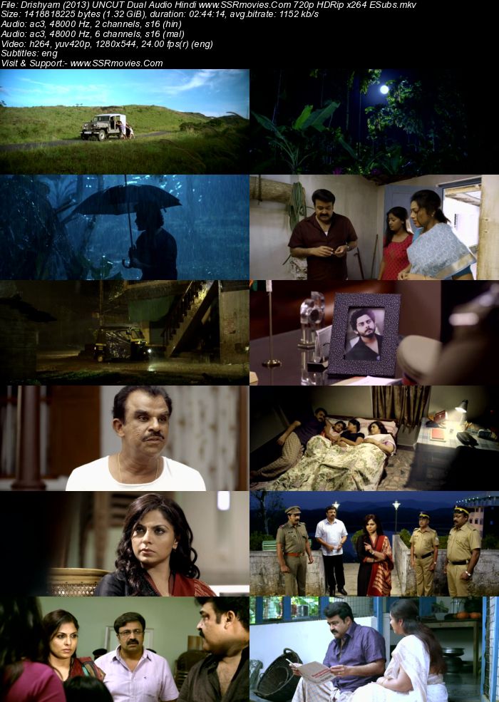 Drishyam (2013) UNCUT Dual Audio Hindi 480p HDRip x264 500MB ESubs Movie Download