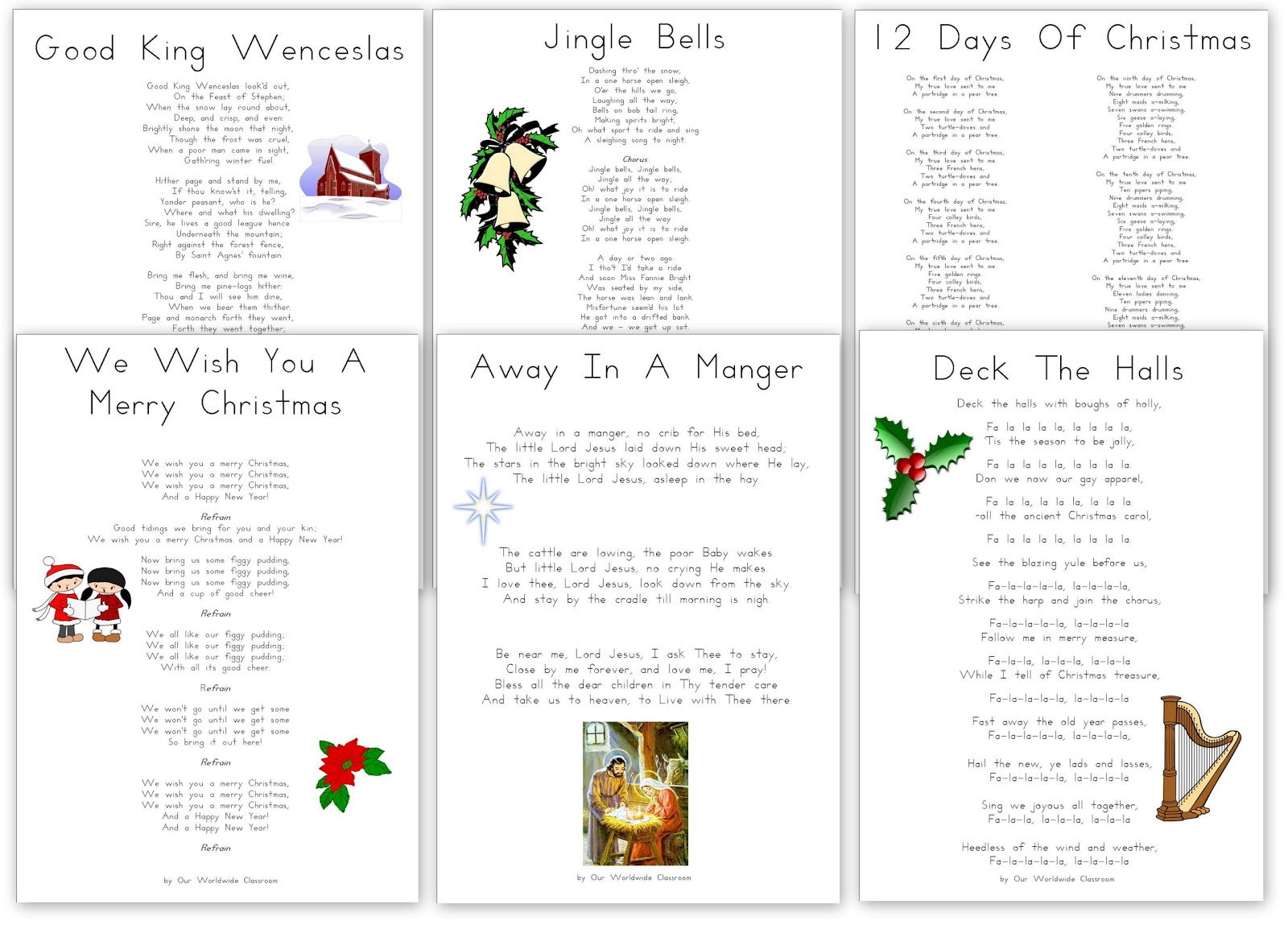 Printable Christmas Carols Printable Christmas Carols