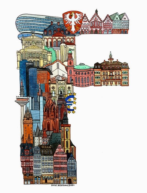 06-F-Frankfurt-Germany-Hugo-Yoshikawa-Illustrated-Architectural-Alphabet-City-Typography-www-designstack-co