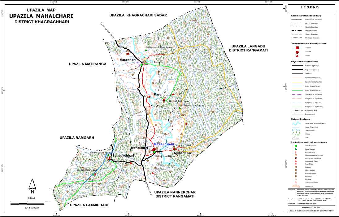Mahalchari Upazila Map Khagrachari District Bangladesh