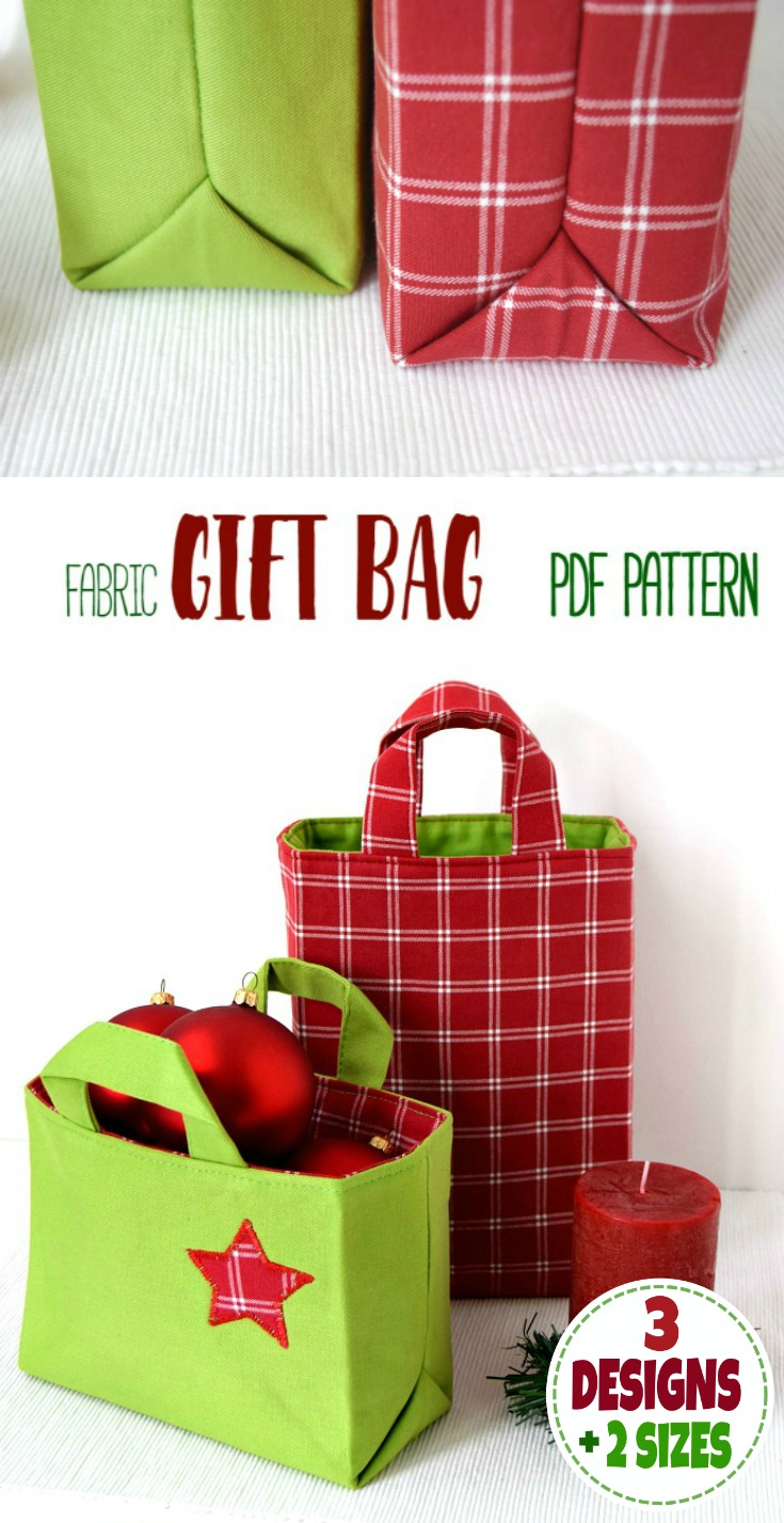 Fabric Gift Bag Pattern Perfect for Christmas AppleGreen Cottage