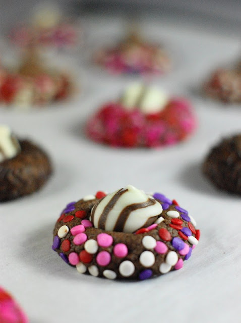 Chocolate Valentine Kiss Cookies with Hershey's Hugs image