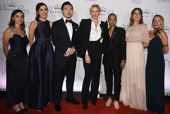 Princess Charlene and Pauline Ducruet attended 2018 Princess Grace Awards Gala at Cipriani in Broadway. Charlene wore Akris blazer